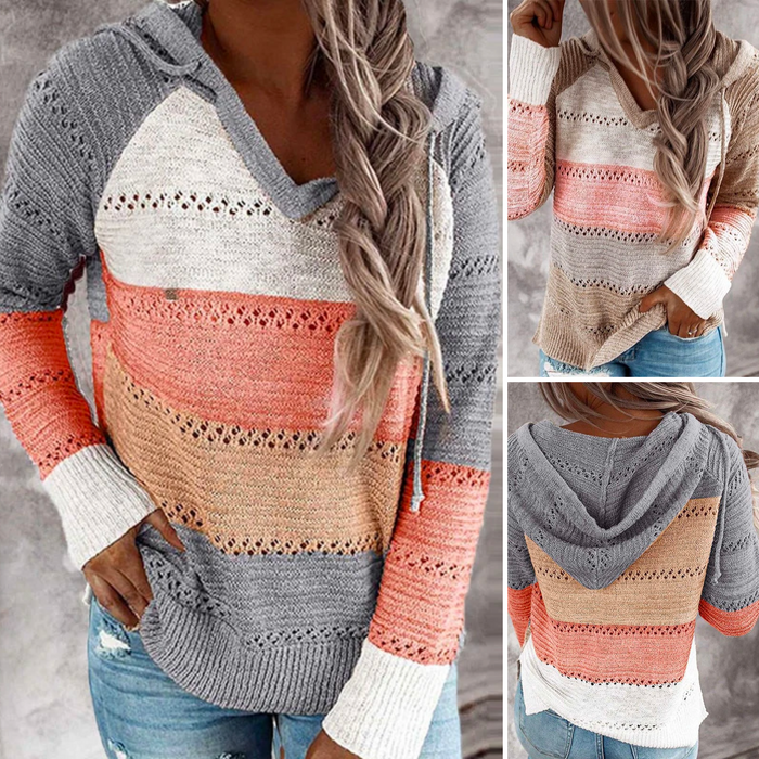 Loralie Patchwork Hooded Sweater