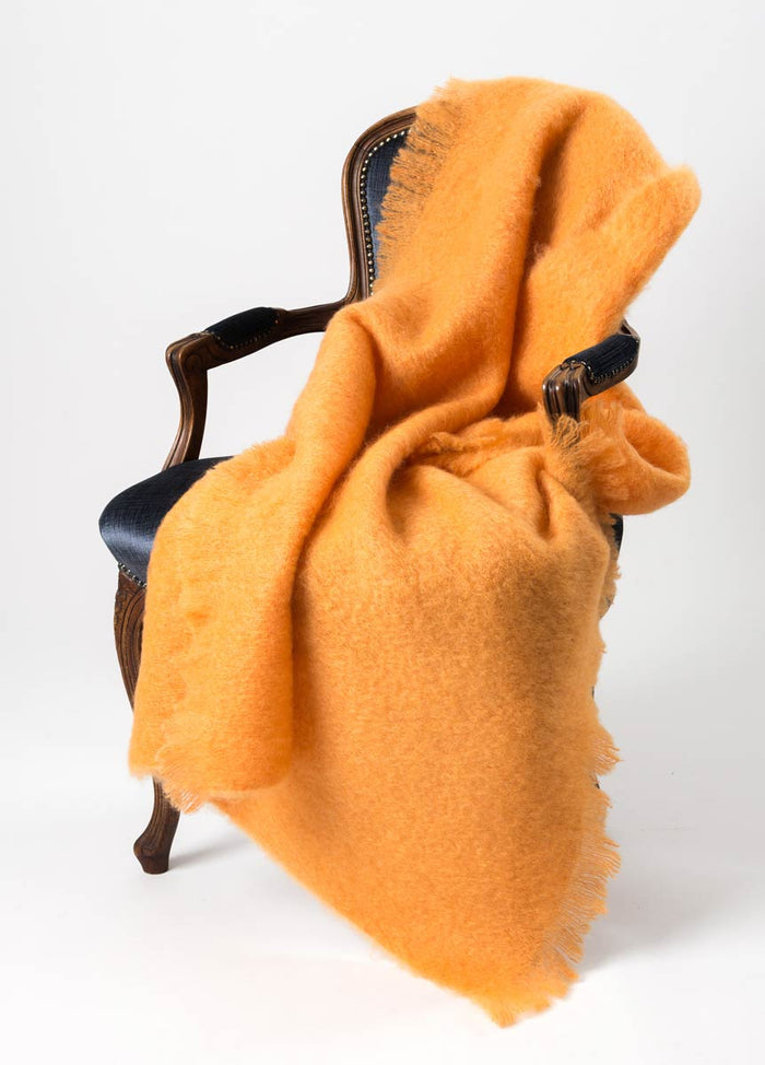 Mohair Throw NZ - Mango Orange