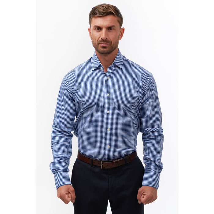 Mid Gingham Check Royal Blue Formal Shirt