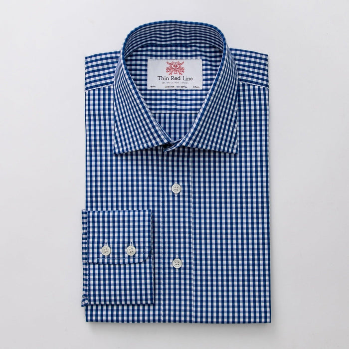 Mid Gingham Check Royal Blue Formal Shirt