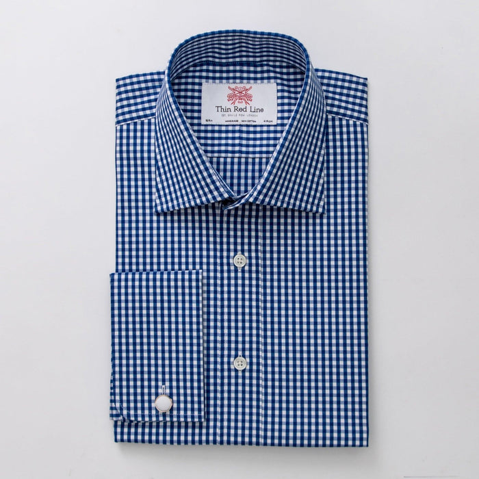 Mid Gingham Check Royal Blue Formal Shirt