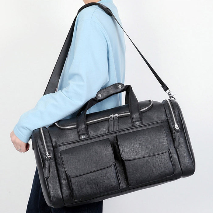 Milano-Calou Spacious Leather Duffle Bag
