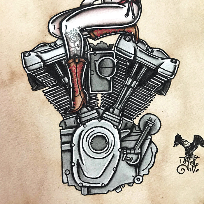 Milwaukee-Eight Engine Pinup Print