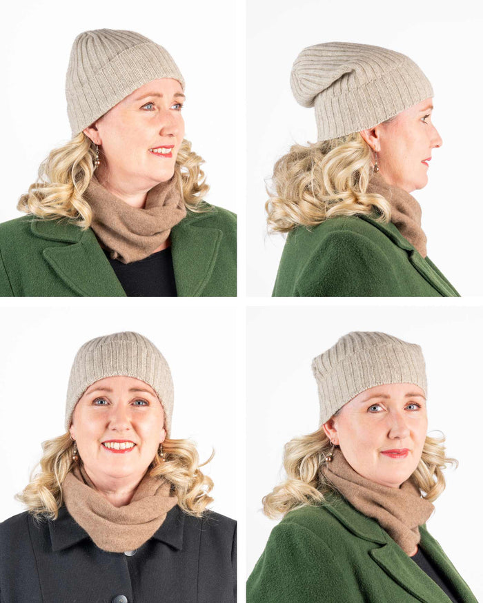 NX843 possum merino neckwarmer in Mink