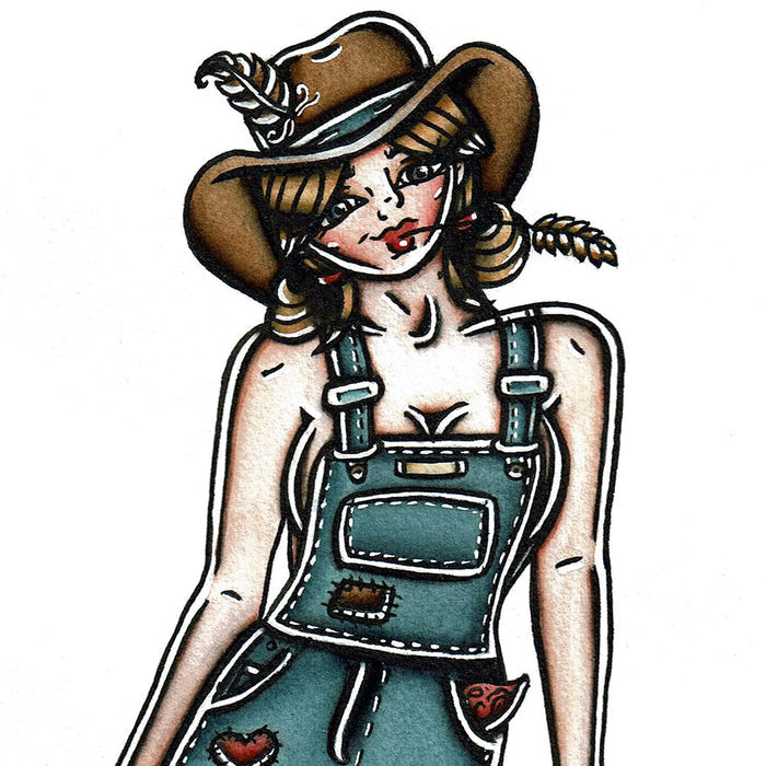 American Traditional Moonshiner Pinup painting.