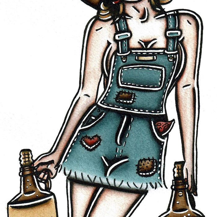 American Traditional Moonshiner Pinup painting.
