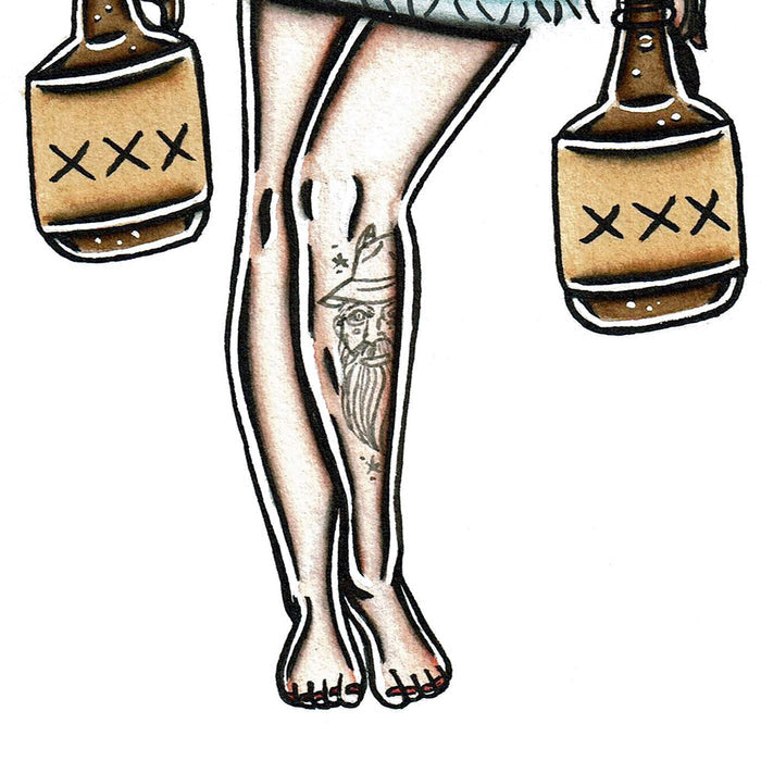 American Traditional Moonshiner Pinup painting.
