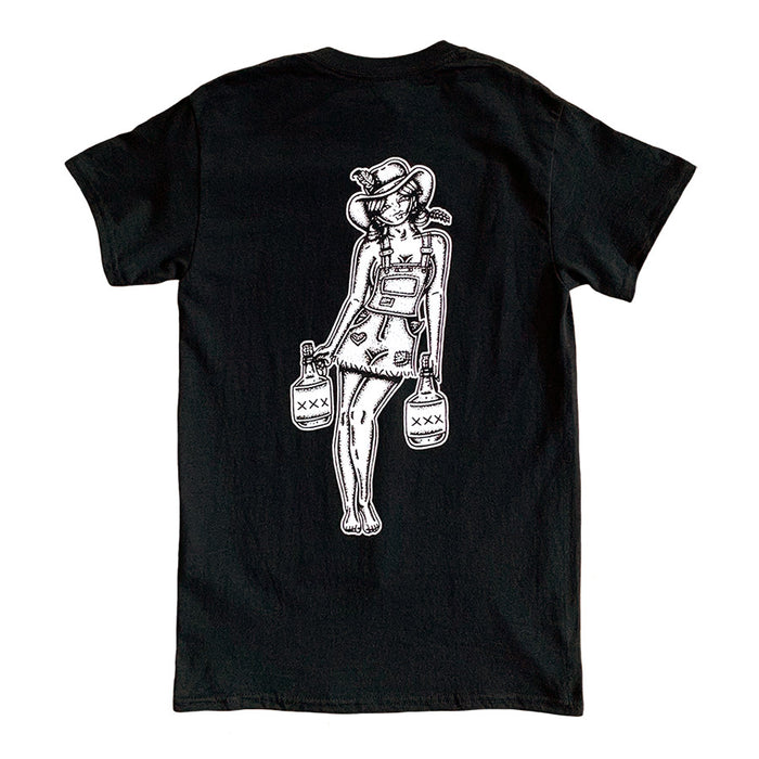 American traditional tattoo flash Moonshiner pinup tee.