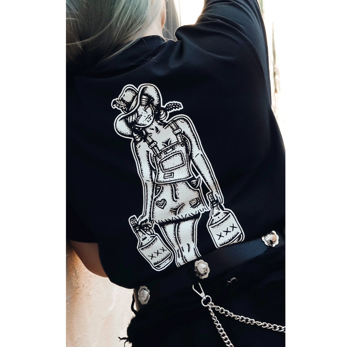 American traditional tattoo flash Moonshiner pinup tee.