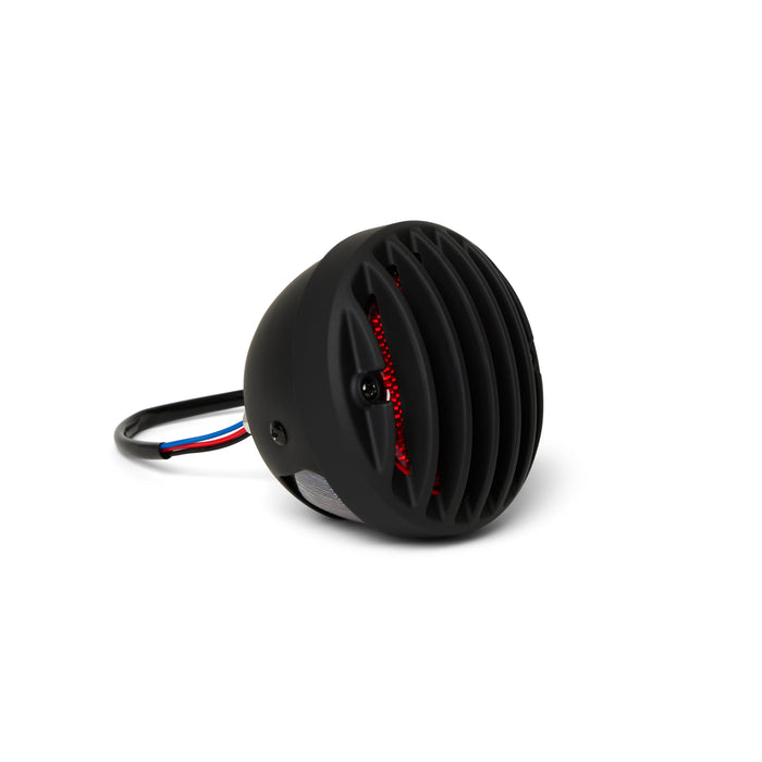 Motorcycle Tail Light - Satin Black Finned LED 12V