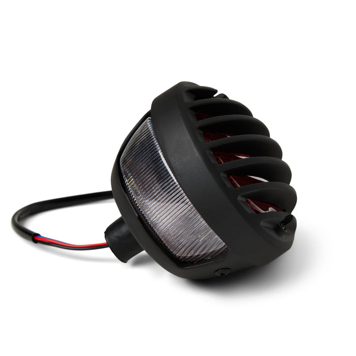 Motorcycle Tail Light - Satin Black Finned LED 12V