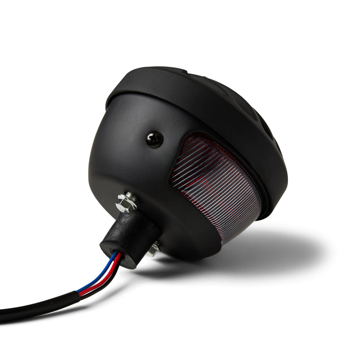 Motorcycle Tail Light - Satin Black Finned LED 12V