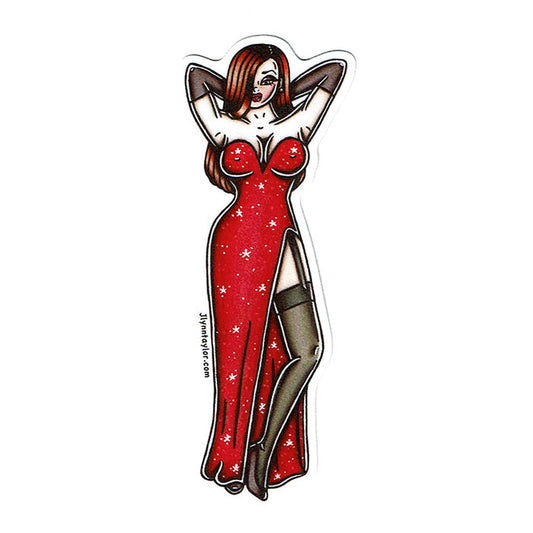 American Traditional tattoo flash Jessica Rabbit Pinup watercolor sticker.