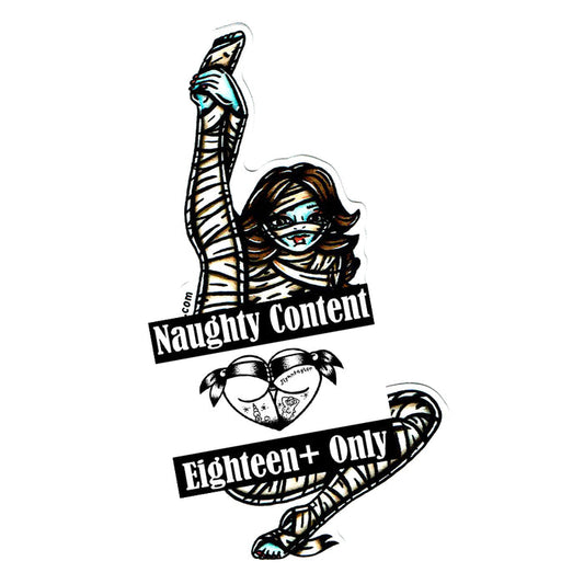 American traditional tattoo flash illustration Naughty Mummy Pinup watercolor sticker.