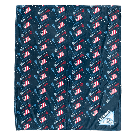 Navy USA Lacrosse Sticks Blanket