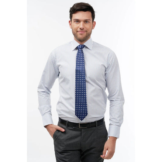 Navy & white polka dot woven silk tie - Thin Red Line