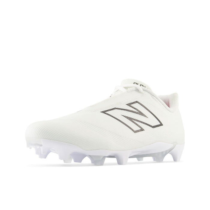 New Balance Burn X4 Lacrosse Cleats white angled view