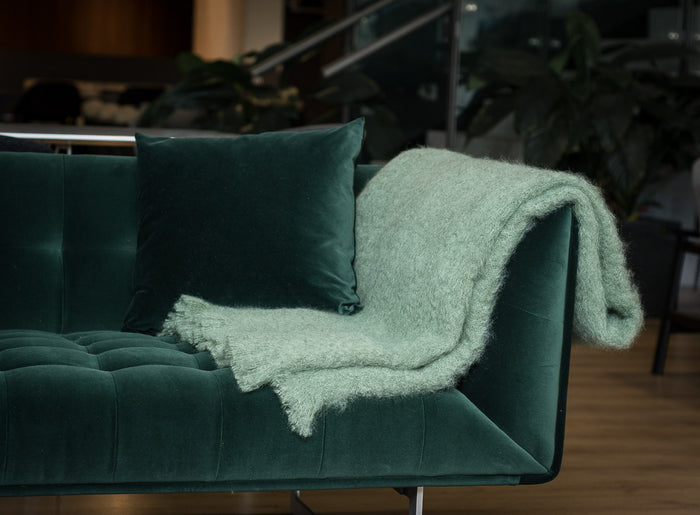 Olive Green Mohair Chair Throw