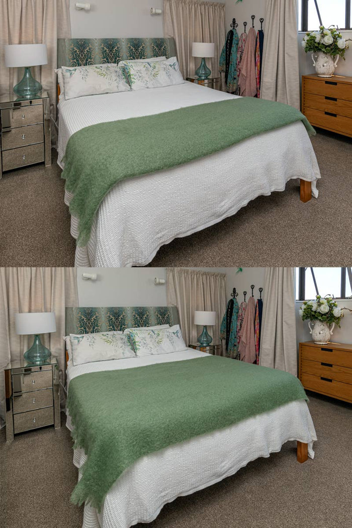 Mohair Throw Blanket NZ Olive Green