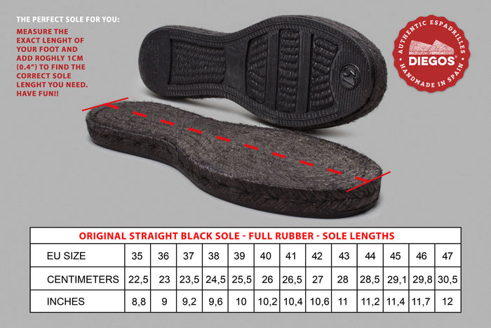 Original straight black sole - full rubber