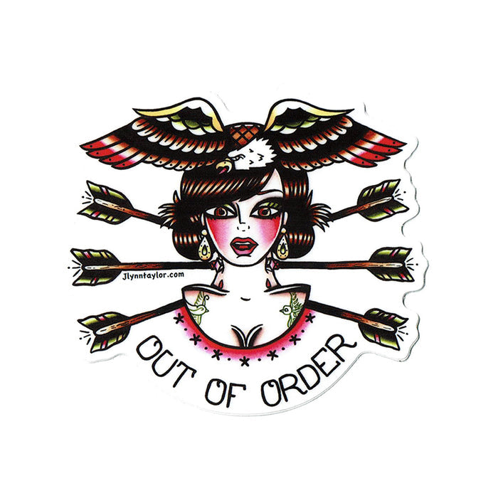 American traditional tattoo flash illustration Eagle Lady Head watercolor sticker.
