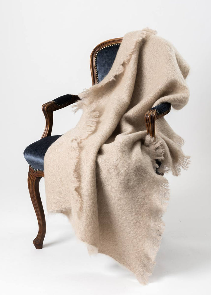 Mohair Throw New Zealand in Beige