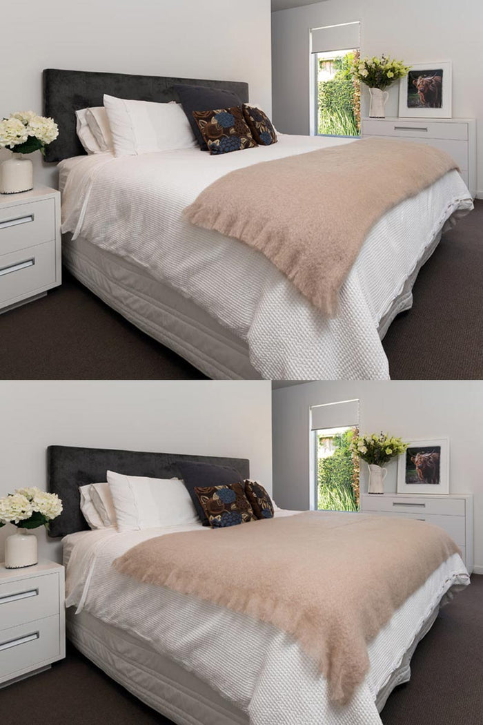Mohair Throw Blanket NZ Paper Beige