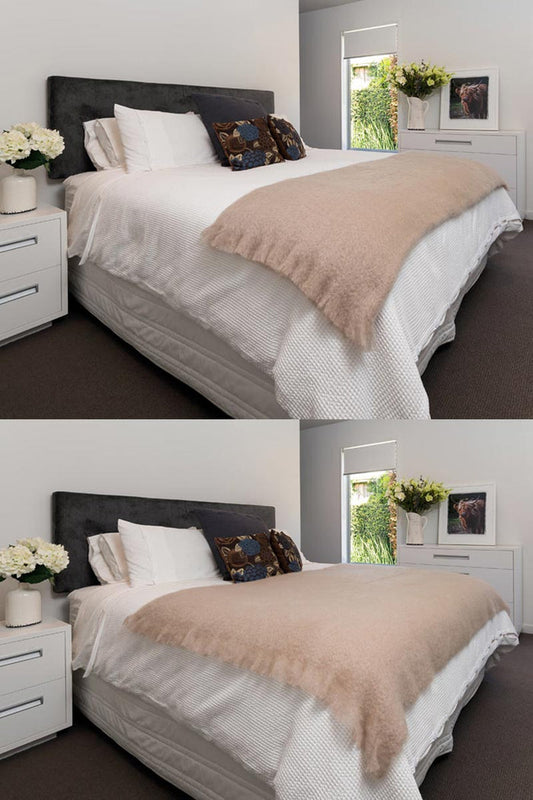 Mohair Throw Blanket NZ Paper Beige