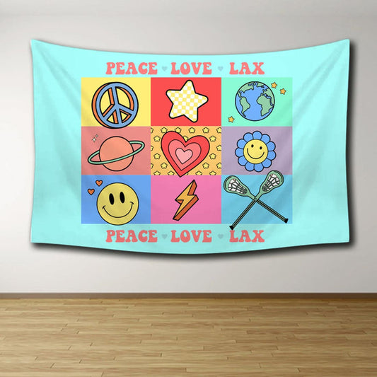 Peace Love Lax Lacrosse Tapestry