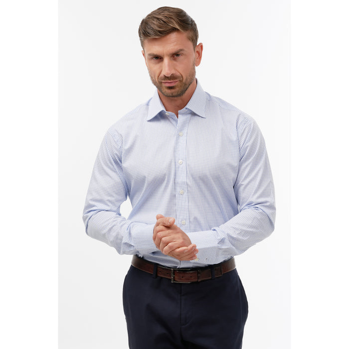 Pencil Check White Sky Formal Shirt
