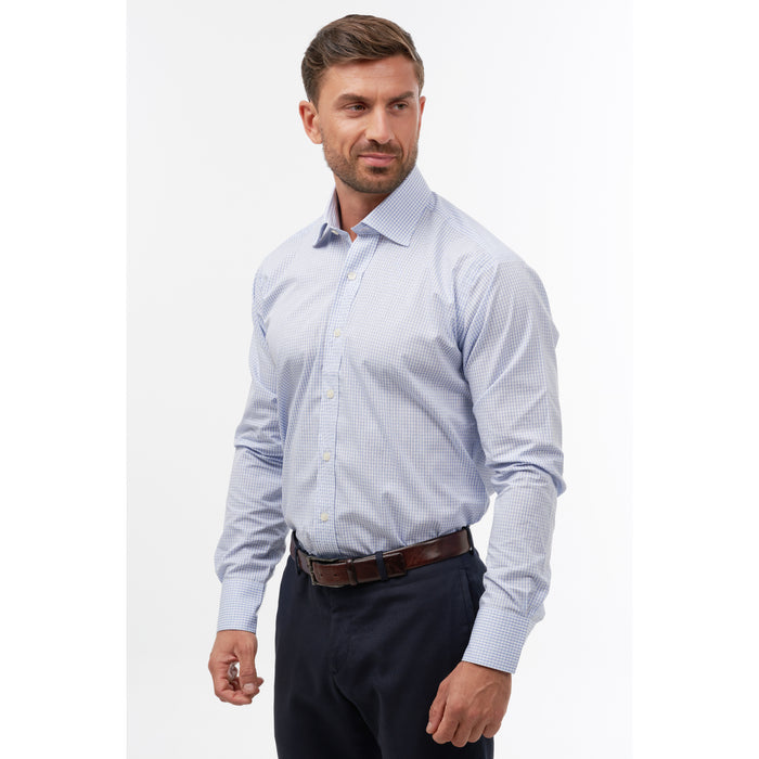 Pencil Check White Sky Formal Shirt