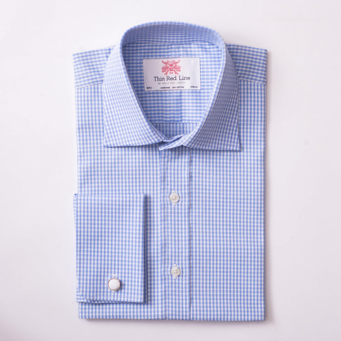 Pencil Check White Sky Formal Shirt