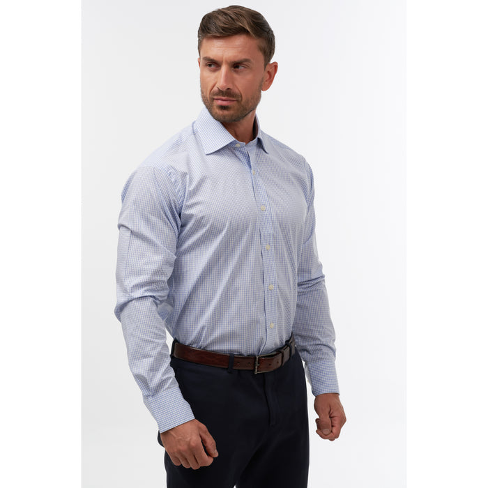Pencil Check White Sky Formal Shirt