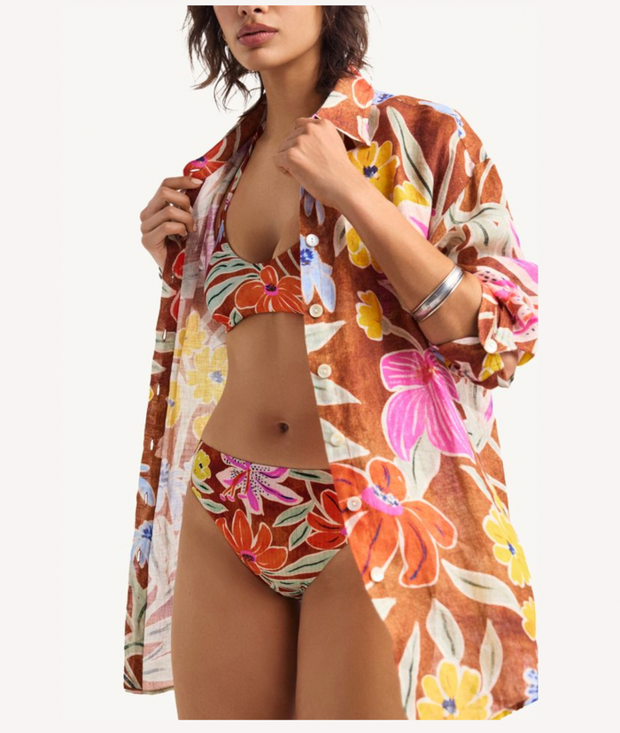 Playa Boyfriend Shirt in Painted Garden