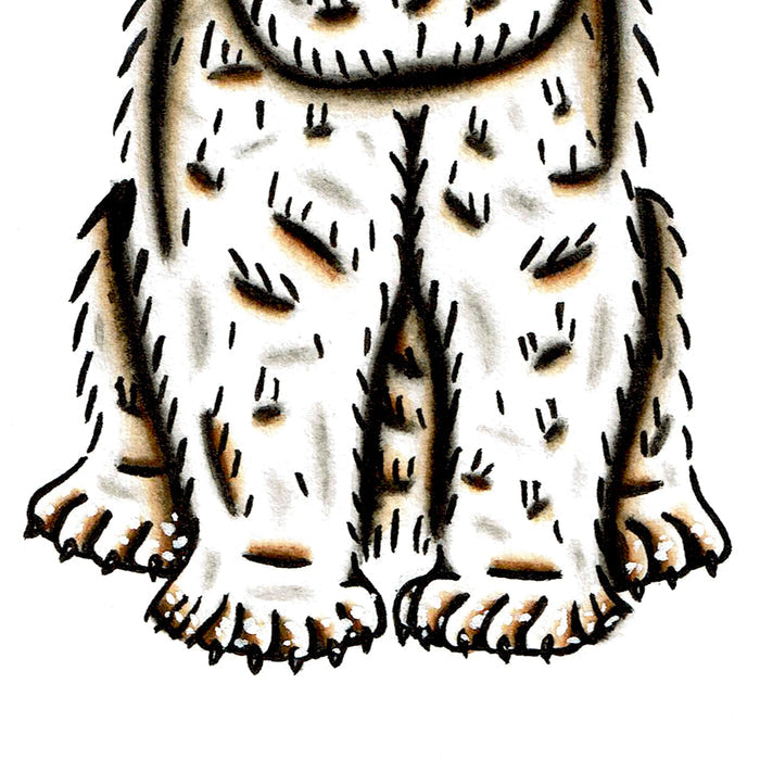 American traditional tattoo flash wildlife illustration Polar Bear ink and watercolor painting.