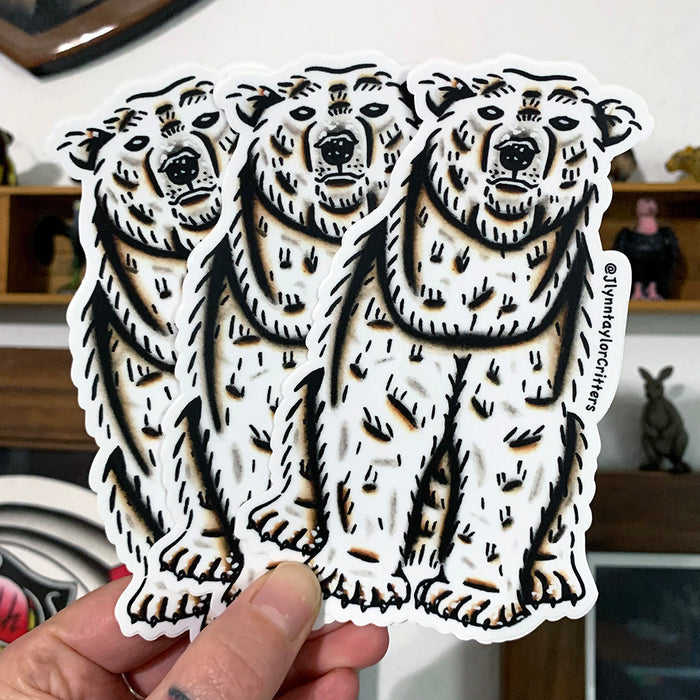 American traditional tattoo flash Polar Bear wildlife watercolor sticker.