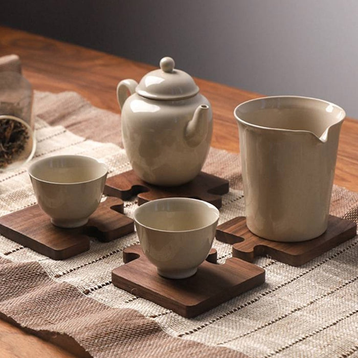 PrestigeCraft™ Equisite Walnut Puzzle Coaster Set