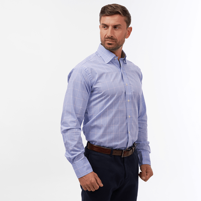 Prince Of Wales Check Azure & Pink Formal Shirt