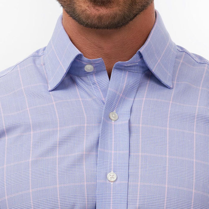 Prince Of Wales Check Azure & Pink Formal Shirt