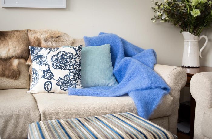 Provence Blue Mohair Chair Throw