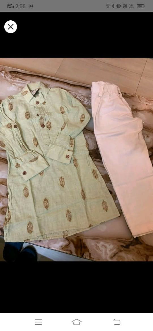 Dress your little one in comfort and style with this set of 2 pure cotton kurta pajama outfits, perfect for any occasion!
