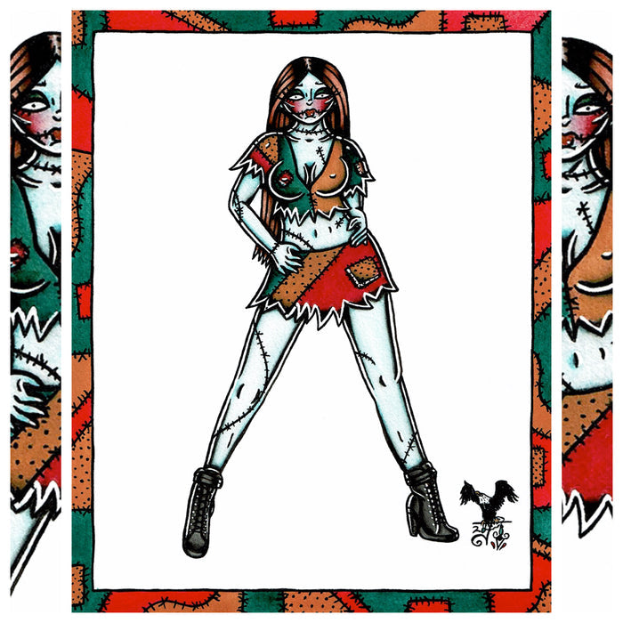 American traditional Tattoo Flash Ragdoll Sally pinup  painting.