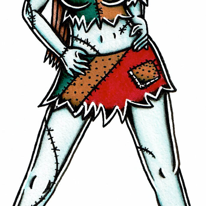 American traditional Tattoo Flash Ragdoll Sally pinup  painting.