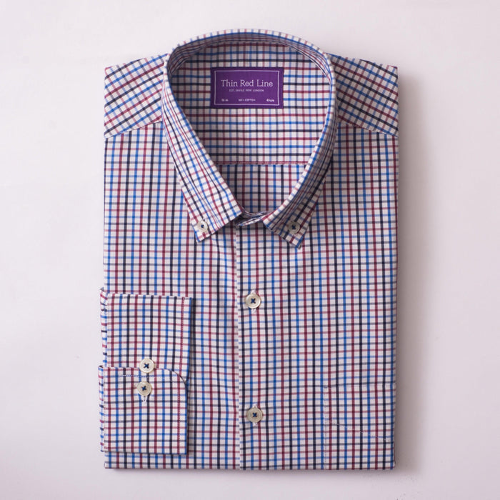Rainbow Check Burgundy Casual Fit Shirt