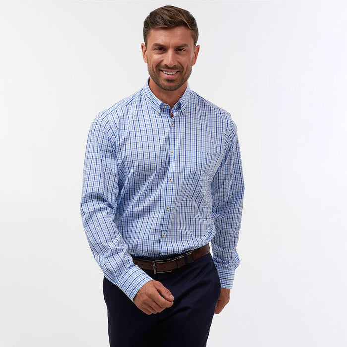 Rainbow Check Sky & Navy Casual Fit Shirt - Thin Red Line