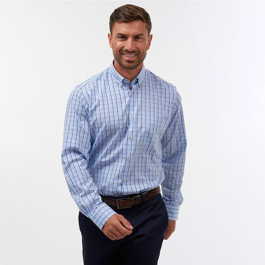 Rainbow Check Sky & Navy Casual Fit Shirt - Thin Red Line