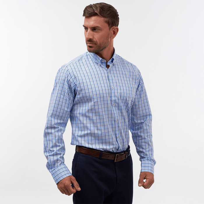 Rainbow Check Sky & Navy Casual Fit Shirt - Thin Red Line