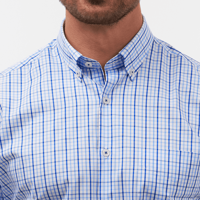 Rainbow Check Sky & Navy Casual Fit Shirt - Thin Red Line