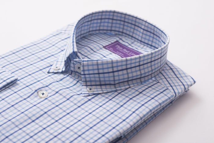 Rainbow Check Sky & Navy Casual Fit Shirt - Thin Red Line