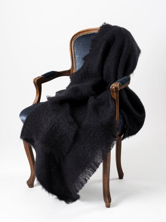 Mohair Knee Throw NZ made in Raven Black